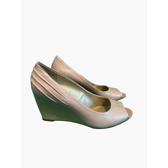 Bandolino Womens Metallic Peep-Toe Wedge Heels Size 8 - Picture 2 of 7